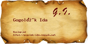 Gogolák Ida névjegykártya
